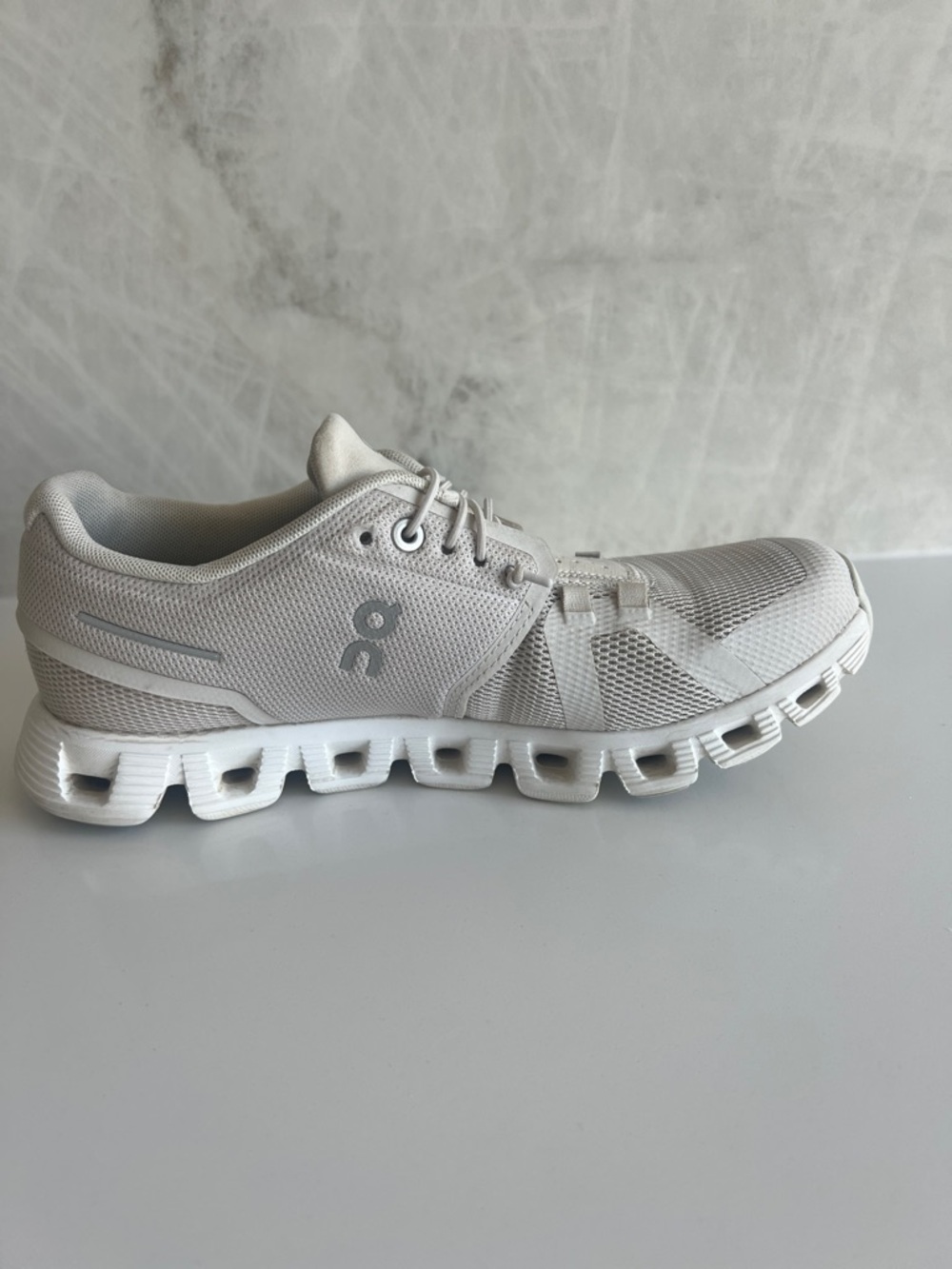 On Cloud Beige Mesh Running Sneakers - Picture 8 of 9